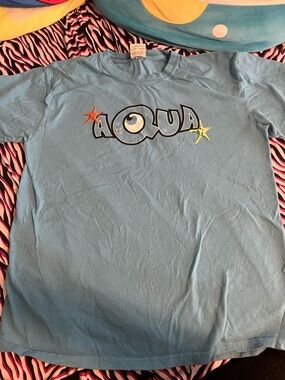 Aqua Vintage Graphic Light Blue Band Tee